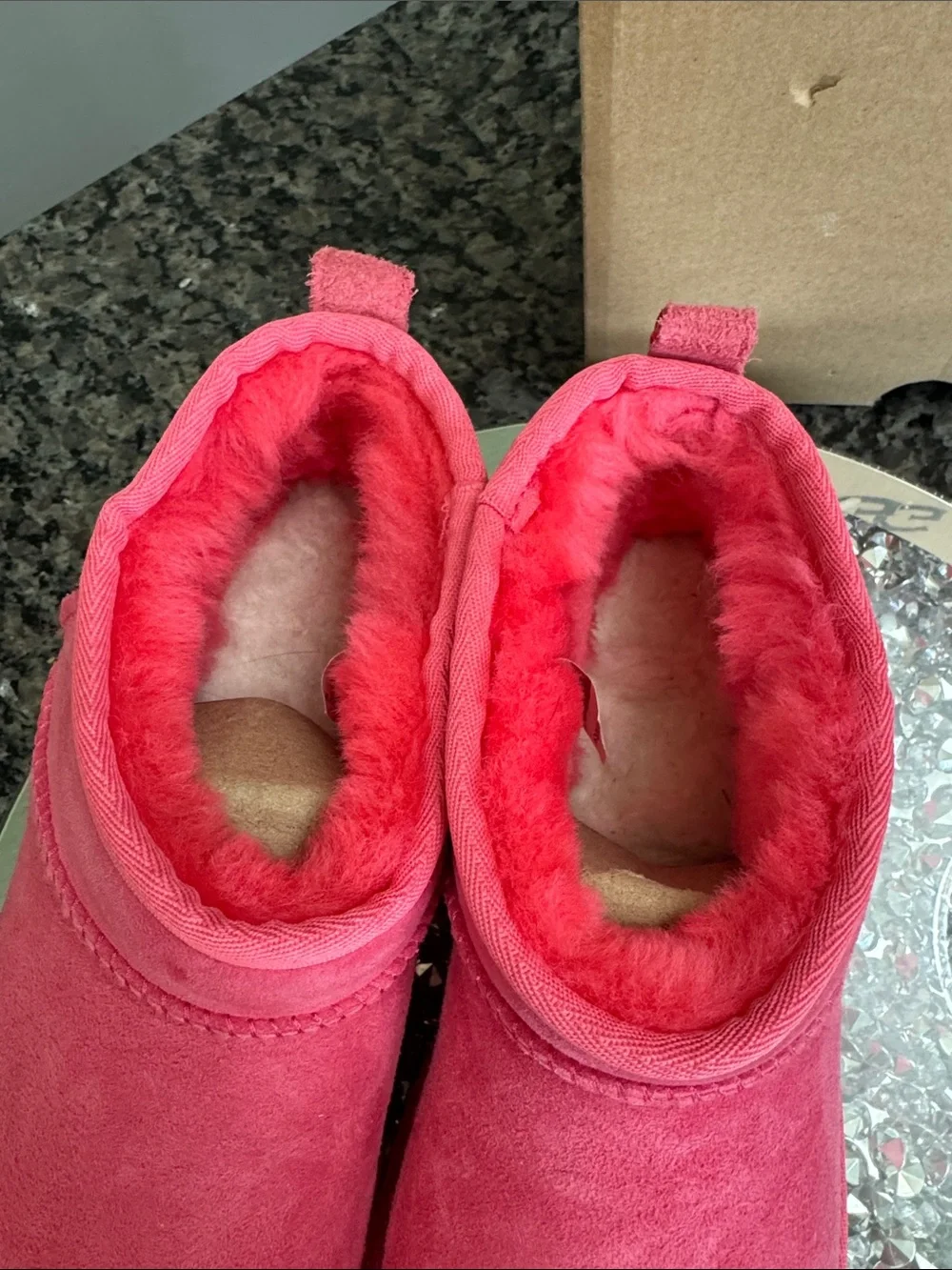 UGG Pink Suede Classic ultra Mini Bootie NEW 9